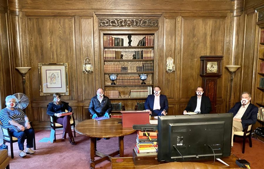 The Executive Team meets in Kerrwood Hall, socially distanced.