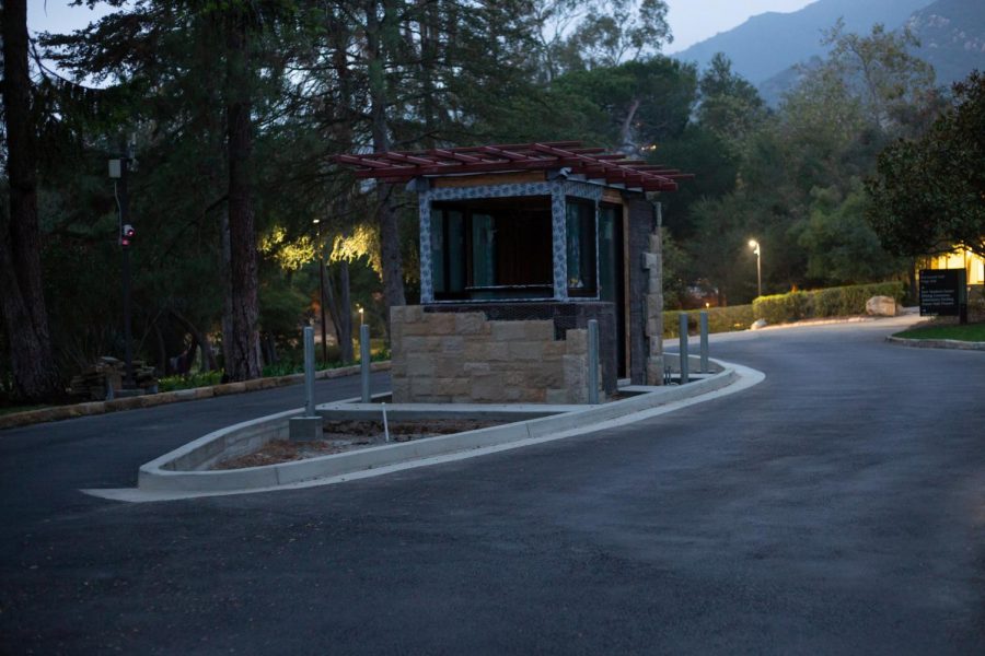 The security kiosks at Westmont's entrances are still under construction