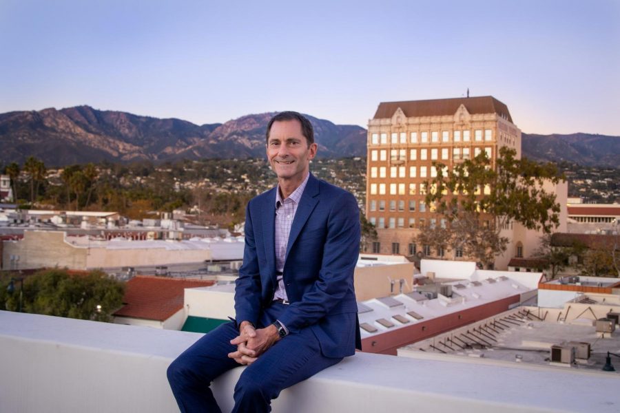 Rick Ostrander on one of Westmonts downtown buildings