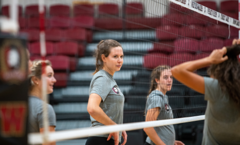 Fourth-year Lexi Malone in volleyball practice.