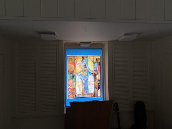 Illuminated chapel window