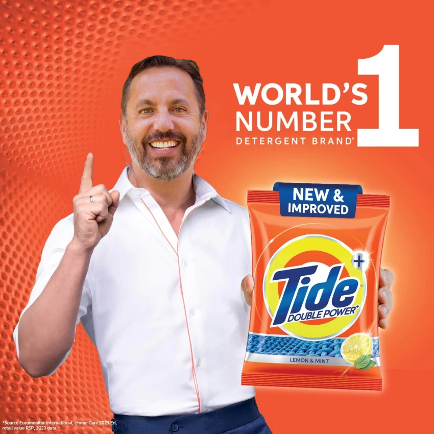 Pastor Scott poses for a Tide stain remover advertisement.