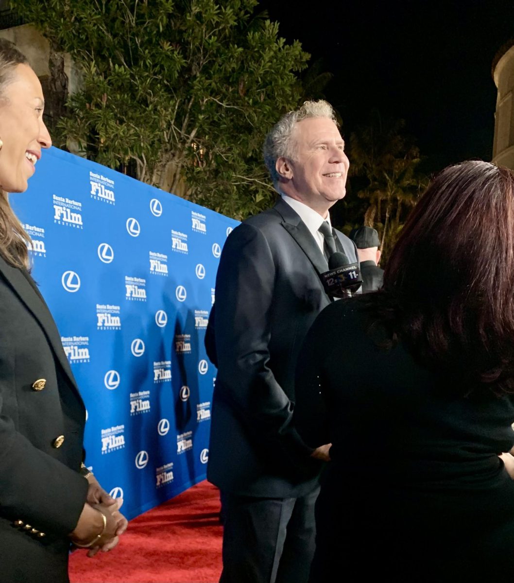 Will Ferrell speaks to reporters on the red carpet.