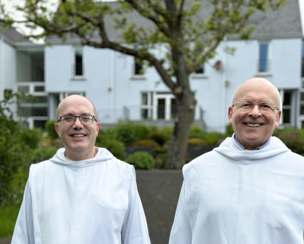 Brother Theirry (L) stands with another member of his monastery, Brother Eric, outside of their home in Northern Ireland. Courtesy of Community of the Holy Cross Monastery